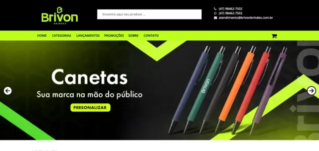 Projeto de site Brivon Brindes desenvolvido com solução AJWS